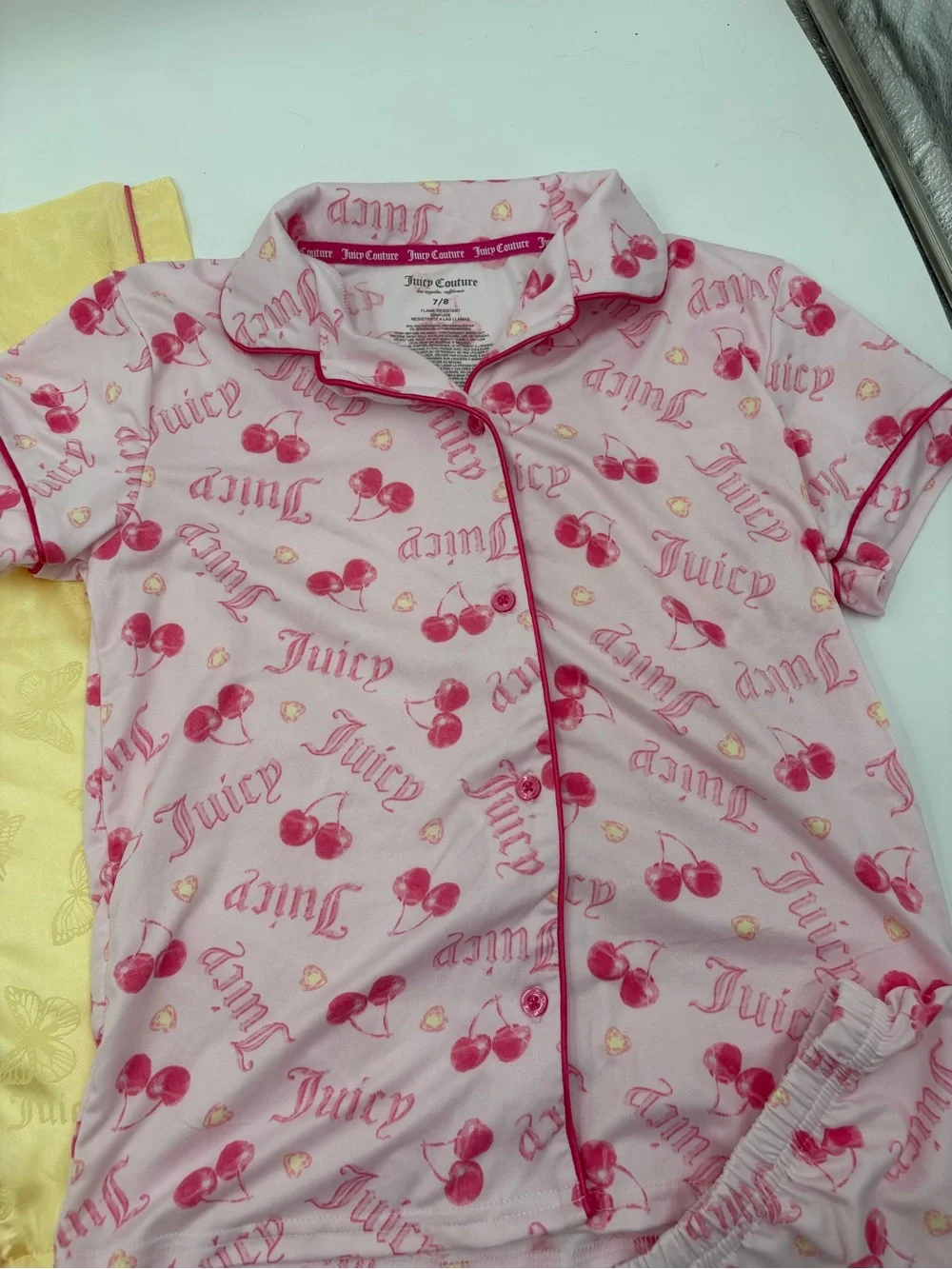 Juicy Couture‎ Girls 7/8 Pajama Shorts Set Bundle NWOT Cherry Butterfly